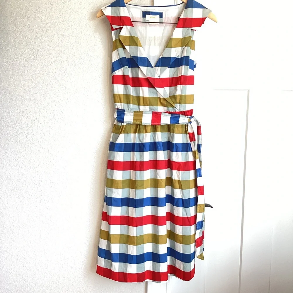 ❌Sold -Like-New! Maeve Anthropologie Cricket Club Gingham Belted Dress - Picture 1 of 16
